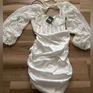 Beautiful white lace and silk dress size large